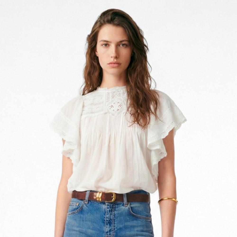 vanessa bruno calisson white cotton blend blouse top